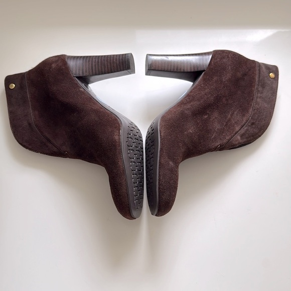 Franco Sarto Womens Brown Suede Ankle Boots Block Heel Slip On Booties Size 7.5 - Picture 3 of 9
